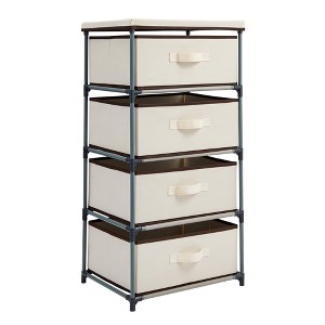 Juvale 4-Tier Tall Closet Dresser with Drawers - Clothes Organizer and Small Fabric Storage for Bedroom (Beige) - 1 of 4