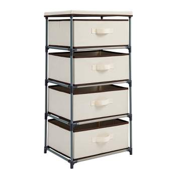 Juvale 4-Tier Tall Closet Dresser with Drawers - Clothes Organizer and Small Fabric Storage for Bedroom (Beige)