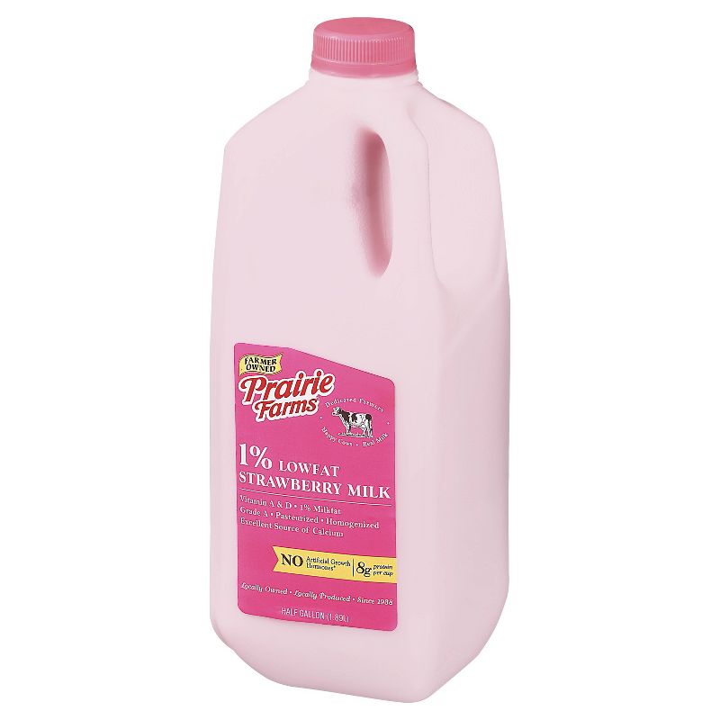 Prairie Farms 1% Strawberry Milk - 0.5gal, 3 of 4