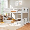 Zevemomo Low Twin Over Twin Bunk Bed, Solid Pine Wood Frame with Built-in Ladder, Converts to 2 Twin Beds, Space-Saving Floor Bed for Bedroom,White - 2 of 4