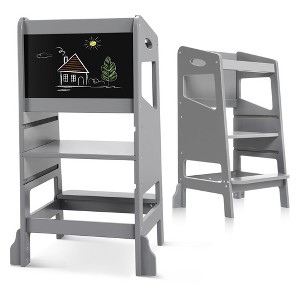 Whizmax Toddler Kitchen Stool Tower, 3-Level Adjustable with Chalkboard & Safety Rail, Kids Learning Step Stool for Kitchen Counter and Bathroom Sink - 1 of 4