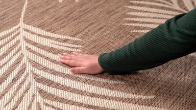 Natural Palm Leaves Flat Woven Synthetic Indoor/Outdoor Rug 2' x 3'