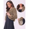 INSPIRE CHIC Women's Long Sleeve Open Front Cropped Winter Faux Fur Jacket - 2 of 4