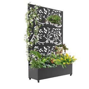 Privacy Screen with Planter Box, Garden Decorative Planter Box with Trellis for for Climbing Plants, Vegetable, Vines - 1 of 4