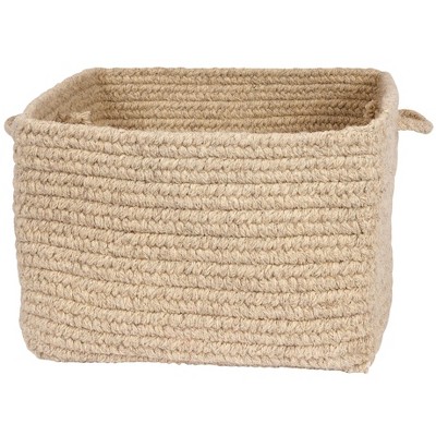 Colonial Mills Chunky Natural Wool Square Basket - Light Beige 14"x14"x10"  100% All-Natural Wool Square