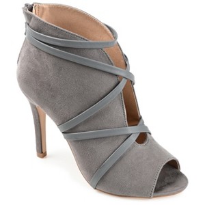 Journee Collection Womens Samara Back Heel Zip Peep Toe Stiletto Booties - 1 of 4