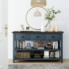 Farmhouse Console Table with 3 Drawers and 2-Tier Open Shelving - 3 of 4