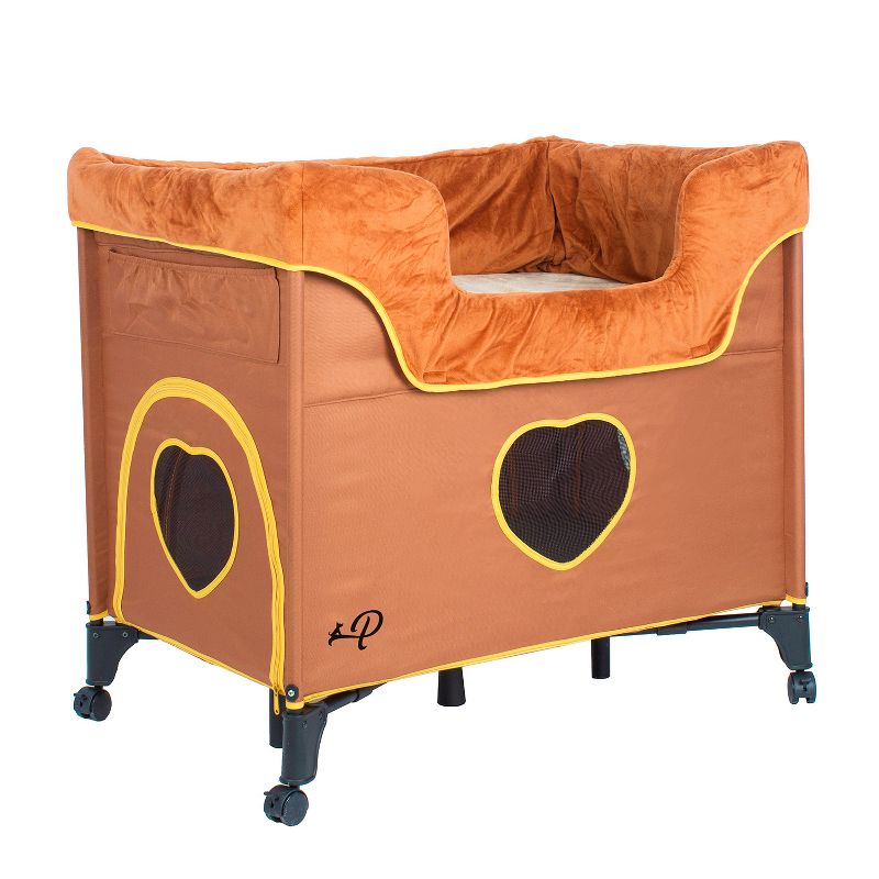 Petique Bedside Lounge Portable 2 Level Enclosed Pet Bed for Dogs, Cats, Puppies, Kittens with Machine Washable Covers, 100 Pound Capacity, Lion's Den, 2 of 7