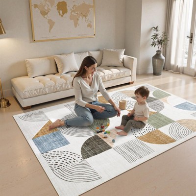 Lahome GST Modern Asymmetrical Geometric Short Pile Velvet Rectangular Indoor Area Rug