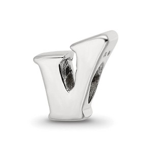 Black Bow Jewelry Sterling Silver Letter V Polished Bead Charm, 10mm - 1 of 4