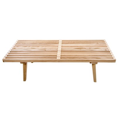 Natural Wood 48" Slatted Bench with Storage