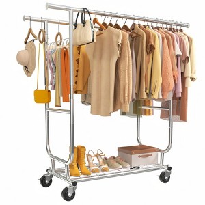 XBRIGH Hanging Racks, H-Shape for Hanging Clothes, Commercial Racks, Portable Racks with Wheels, Rollable Racks Metal Racks for Balcony, Bedroom, Shop - 1 of 4