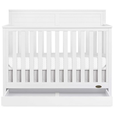 Image of Dream On Me Reign 5-in-1 Convertible Crib with Under Drawer in White, Made of Sustainable Pinewood, JPMA & Greenguard Gold Certified