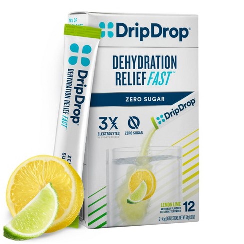 Dripdrop Hydration Vegan Zero Sugar Electrolyte Powder Lemon Lime 1.9oz 12ct Target