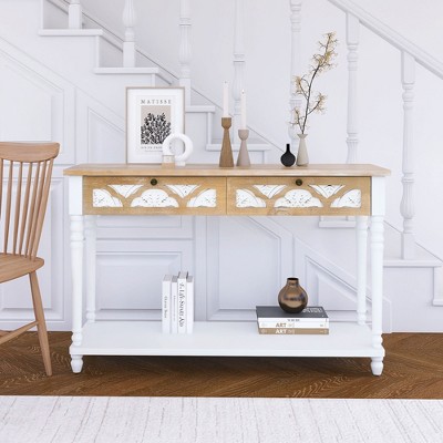 Bella Depot 48" Console Table with 2 Drawers and 1 Bottom Shelf for Entryway Hallway