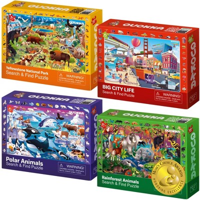 QUOKKA 60 Piece Puzzle for Kids 5 6 7 - Set of 4 Observational Jigsaw Puzzles for Kids 4-6-10 Years - Toys for for Boys & Girls