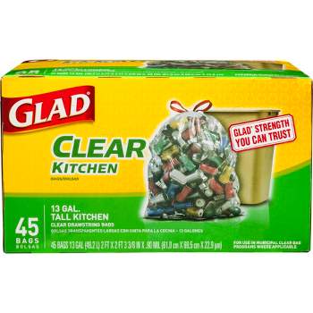 Glad Tall Kitchen Drawstring Recycling Bags + Clear Trash Bags - 13 Gallon - 45ct