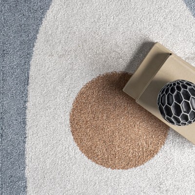 Renee Abstract Shapes Multicolor Washable Synthetic Area Rug
