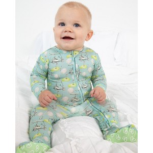 Lev Baby Boys' Viscose Bamboo Zipper Footie Pajamas – Green Golf Print One-Piece Baby Boy Clothes (NB–6/9M) - 1 of 4