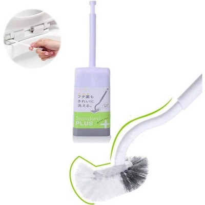 Curved Toilet Bowl Brush and Holder Set - For Deep Cleaning Under the Rim, Compact and Easy-to-Use Bathroom Cleaner