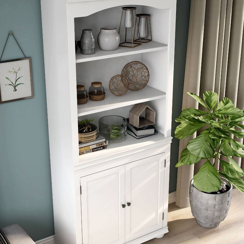 HOMES: Inside + Out Bloomguard Traditional 3 Open Shelf Bookcase with 2 Door Cabinet, 4 of 10