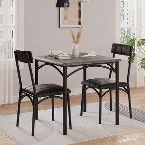 GOCAPTAIN 3 Pieces Dining Table Set for 2 - Square Kitchen Table with 2 Upholstered Chairs, Space Saving Dining Set for Apartments, Small Space - 1 of 4