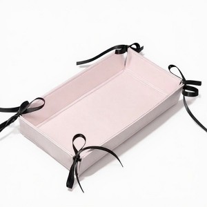 Anna-Kaci Rectangular Organizer Tray with Checkered Ribbon Tie Corners 4x8x2in - 1 of 4