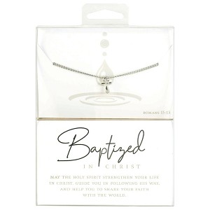 Dicksons Baptized Strengthen Your Life Encouraging Verse Silver 6.63 x 4.5 Stainless Steel Necklace With Art Insert - 1 of 1