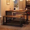 Dining Table Set for 4, Kitchen Table and Benches, 3 Piece Rectangular Dining Room Table Set with 2 Benches - 2 of 4