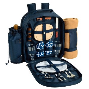 Picnic at Ascot Two Person Picnic Backpack with Soft Sided Cooler &  Blanket - 1 of 3