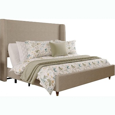 AMERLIFE Adjustable Bed Frame Size with 50" Upholstered Wingback Headboard