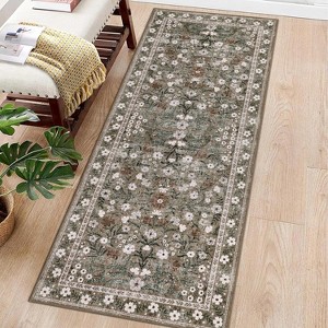 homfan Area Rug Retro Boho Mottled Flowers Rug Durable Non-Shedding Low Pile Washable Carpet for Living Room Bedroom - 1 of 4