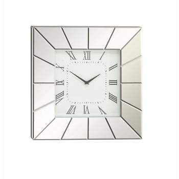 20"x2" Glass Starburst Mirrored Wall Clock Silver - Olivia & May