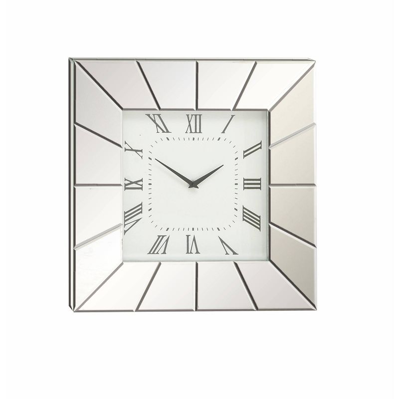 20&#34;x2&#34; Glass Starburst Mirrored Wall Clock Silver - Olivia &#38; May, 1 of 8