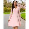 Seta T Women's V Neck Wrap Swiss Dots Semi-Sheer Lantern Long Sleeves Midi Swing Dresses - 2 of 4