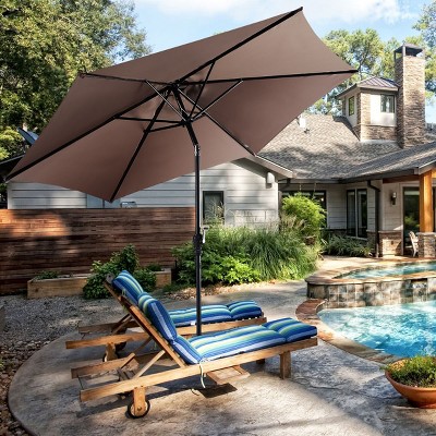 Costway 10FT Patio Umbrella 6 Ribs Market Steel Tilt W/ Crank Outdoor Garden Tan