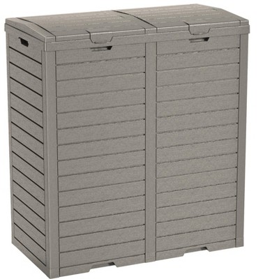 Dolonm 31GAL Light Brown Outdoor Plastic Trash Can - 16.1"W x 16.26"D x 33.86"H, Durable & Weather-Resistant for Patio/Garden