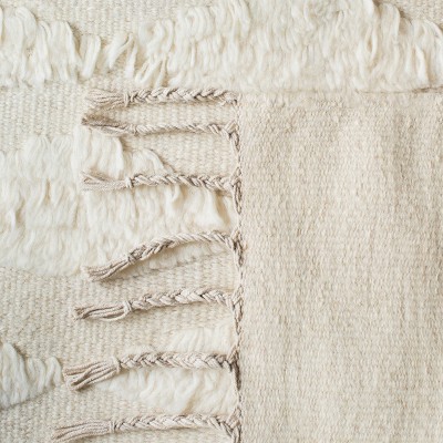 Ivory Hand-Tufted Wool Shag Rug, 3' x 5'