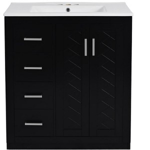 Ridstar 34 in. H Black Bathroom Storage Cabinet with 3 Drawers& Soft Closing Doors - 1 of 4