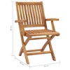 vidaXL Set of 2 Patio Chairs with Black Cushions - Durable Solid Teak Wood - 2 of 4
