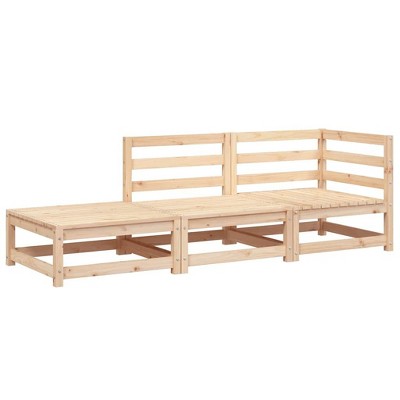 vidaXL Garden Sofa Natural Pine Solid Pine Wood 82.7 in wide Garden Sofa