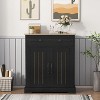 Coucheta Kitchen Storage Cabinet, Buffet Cabinet with Storage, Coffee Bar with 2 Drawers and 2 Doors, Floor Sideboard Buffet for Living Room(black) - 4 of 4