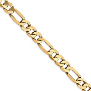 Black Bow Jewelry Men's 7.5mm, 14k Yellow Gold, Flat Figaro Chain Necklace - 1 of 4