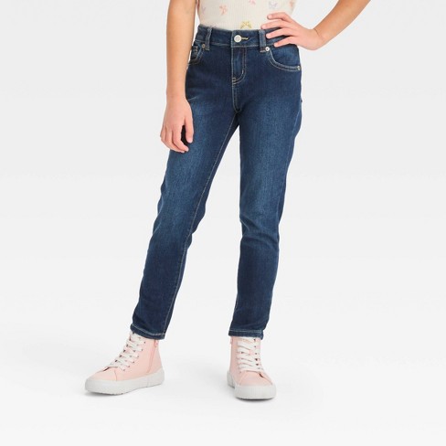 Girls' Mid-rise Ultimate Stretch Skinny Jeans - Cat & Jack™ Dark Blue 6  Slim : Target