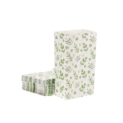 Unique Bargains Paper Gift Bag Pack Green Leaf Storage Bag for Party Favor