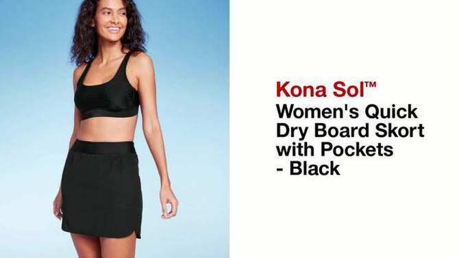 Women&#39;s Quick Dry Board Skort with Pockets - Kona Sol&#8482; Black, 2 of 9, play video