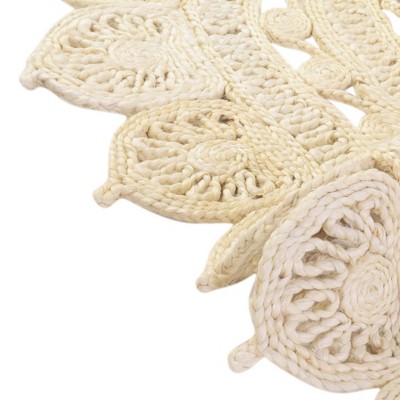 Handmade Ivory Braided Jute Round Floral Area Rug