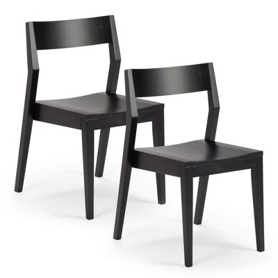 Black Solid Wood Modern Dining Chair Set of 2