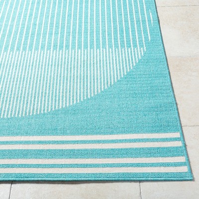 Heathr 5'3" Square Blue and White Synthetic Outdoor Area Rug