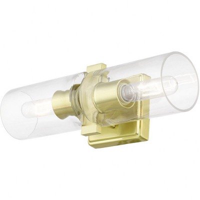 Clarion Satin Brass 2-Light Vanity Sconce with Clear Glass